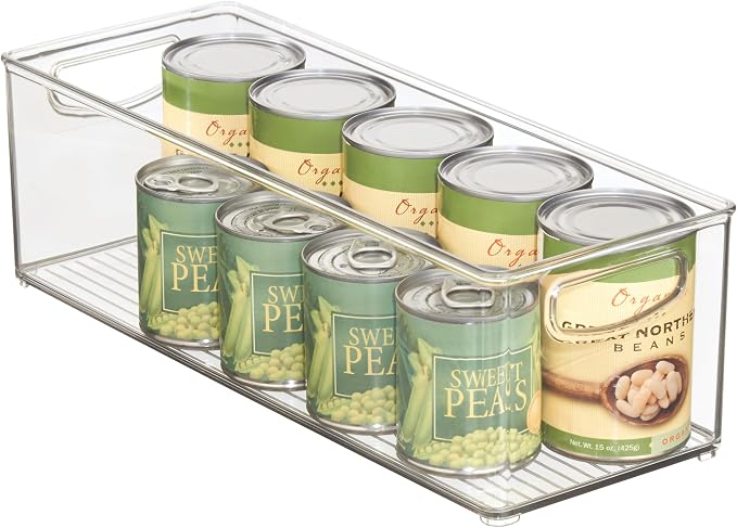 iDesign Plastic Stackable Pantry Bin with Handles, Clear | For Cabinets or Fridge, Made in USA by iDesign