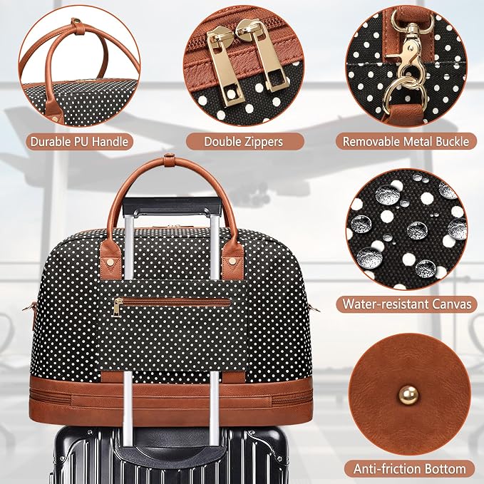 Weekender Bag for Women Canvas Overnight Bag Large Travel Tote Bag Carry on Shoulder Duffle Bag With Shoe Compartment,Perfect for Travel/Daily Use/Birthday Gift … - Image 4