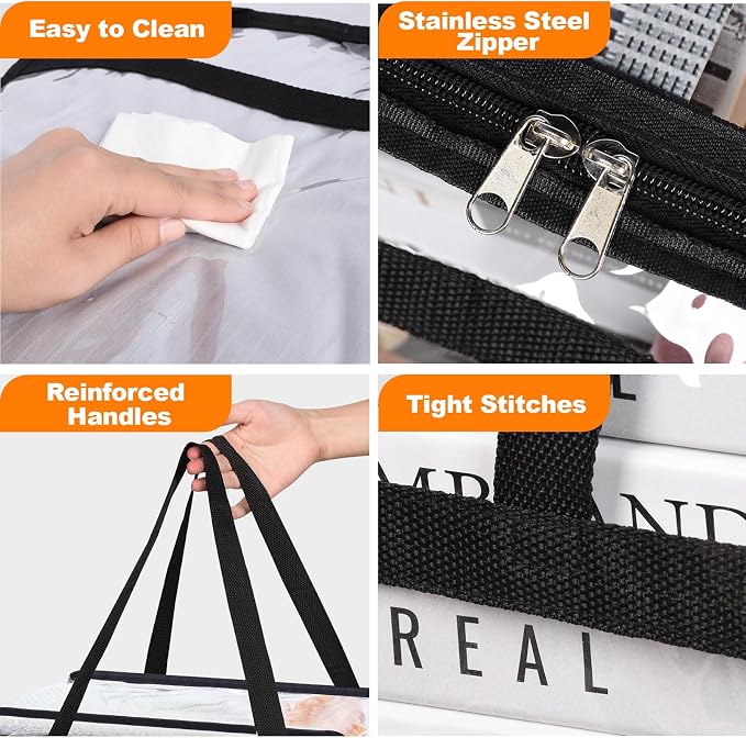 8 Pack Clear Clothes Storage Bags, 40L Vinyl Blanket Storage Containers with Heavy Duty Zipper, Foldable Moving Bags, Closet Organizers for Bedding, Clothing, Comforters, Linens, Duvet - Image 8