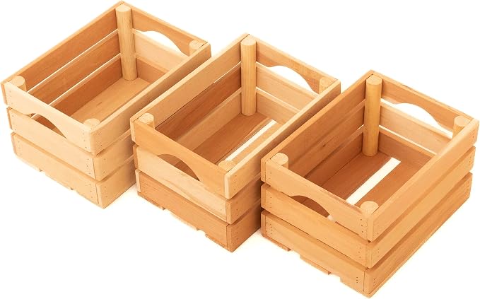 VINTAYARD Rustic Wood Crates for vintage decorative display, Small Crate set for storage and farmhouse style decor, wooden boxes made from 100% Wood (Small Set of 3) - Image 2