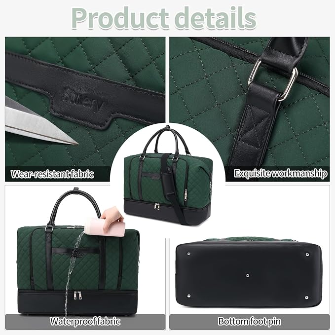 Weekender Bag, Large Travel Duffel Bag for Women, Carry on Overnight Bag with Shoe Compartment and Toiletry Bags - Image 7
