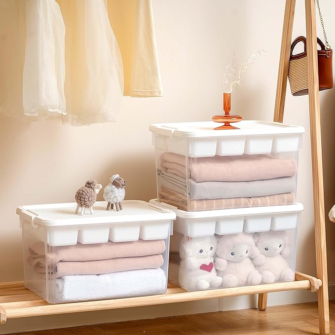 Citylife 32QT Plastic Craft Storage Box Buildable Lid Removable Tray | Craft Organizers and Storage with Build-On Lid for Beads, Tools, Sewing Supplies, Deep Base, Secure Clasp, kids Toy Box - Image 5