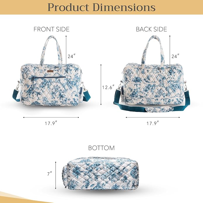 Maison d' Hermine Weekender Bags for Women Cotton Quilted Duffel Overnight Luggage Weekend Bag for Men Gym Gifts Travel | Overnight Luggage Weekend Bag for Men Gym Sports Gifts Duffle bag Business Travellers Trip Spring Summer - Image 6