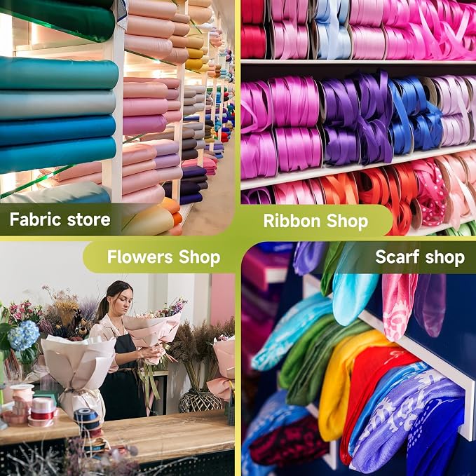 Ribbon Organizer, 15 Tier Metal Wire Spool Rack, Double-Sided Christmas Gift Wrapping Organizer Storage Ribbon Storage Rack for Craft Cake Shop Flower Store,Tie Scarf Rack Belt Towel Holder - Image 4