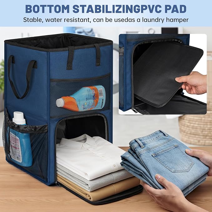 Large Laundry Backpack Bag with 3 Sizes Mesh Wash Bags Total 170L | 2 in 1 Laundry Hamper Basket with Shoulder Straps, Freestanding Laundry Bag for College Dorm, Laundromat, Apartment - Image 8