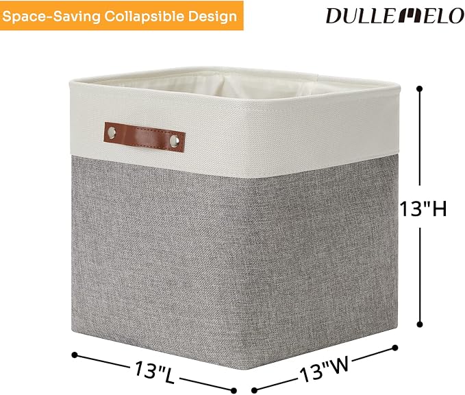 DULLEMELO 13 inch Fabric Storage Cubes 4 Pack Foldable Baskets/Bins for Home Office Organizer Closet, Shelves, Toy, Nursery - Image 2