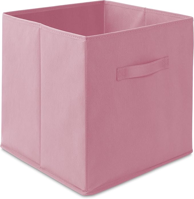 Casafield Set of 12 Collapsible Fabric Cube Storage Bins, Light Pink - 13" Foldable Cloth Baskets for Shelves, Cubby Organizers & More - Image 2