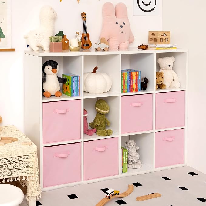 GRANNY SAYS 13x13 Cube Storage, Pink Storage Cube Organizer Bins, 6-Pack | Collapsible Storage Boxes with Thickened Base Plate, Sturdy Handles, Decorative Baskets for Shelves, Closet - Image 2