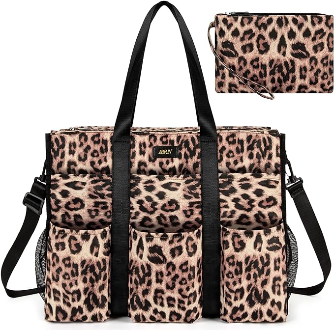 IBFUN Utility Tote Bag with 24 Pockets, Large Teacher Travel Tote for Women | Large Work Tote Bag 2pcs with Zipper for Travel Daily School Teacher Nurse, Large Lightweight Laptop Shoulder Bag Handbag by IBFUN