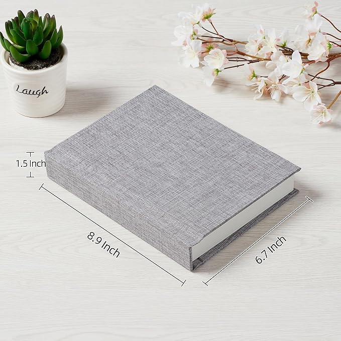 Pssoss 5x7 Photo Album with Writing Space, Linen Cover, 20 Photos, Gray | High-GSM writable pages with easy slip-in pockets for weddings, baby photos, family memories, travel, and anniversaries. - Image 2