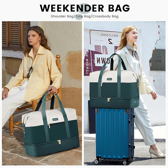 LOVEVOOK Weekender Bag for Women, Large Duffle Bag for Travel with 2 Packing Cubes, Carry on Overnight Bag with Shoe Compartment, Mom Hospital Bags for Labor and Delivery - Image 3