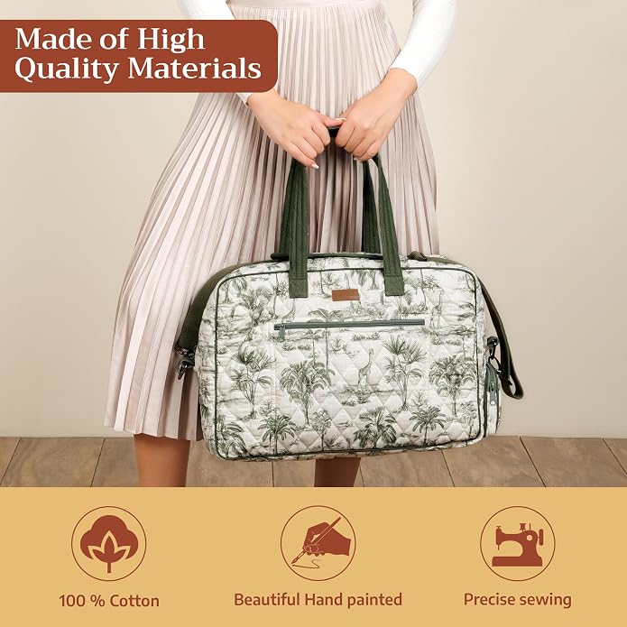 Maison d' Hermine Weekender Bags for Women Cotton Quilted Duffel Overnight Luggage Weekend Bag for Men Gym Gifts Travel | Overnight Luggage Weekend Bag for Men Gym Sports Gifts Duffle bag Business Travellers Trip Spring Summer - Image 4