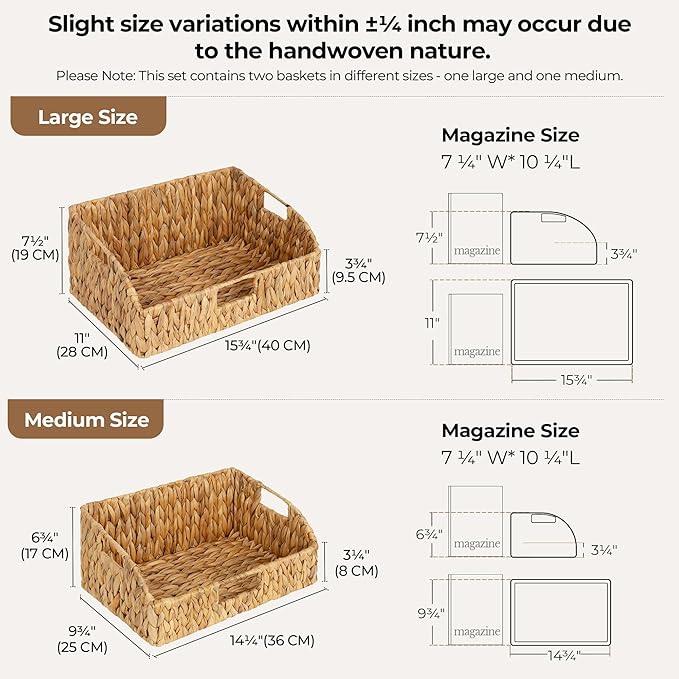 StorageWorks Pantry Baskets for Organizing, Hyacinth Storage Baskets,2-Pack | Pantry Organizers and Storage with Built-in Handles, Wicker Storage Baskets for Shelves, Wicker Baskets for Organizing - Image 2