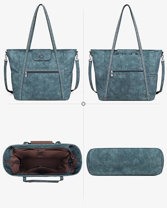 Large Laptop Tote Bag for Women Designer Leather Laptop Bag, 15.6in | Fashion Travel Backpack Purse Shoulder Handbag Fits 15.6 Laptop, Daily, Work, Business Trip, Weekend Travel, Teacher - Image 7
