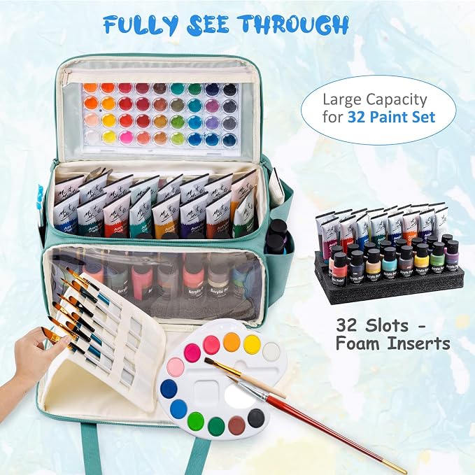 SFYBYHEART Acrylic Paint Storage, Craft Organizer, Art Supply Organizer, Art Tote Bags, Paints Brush Holder for Apple Barrel Acrylic Painting, Palette Board - Image 4