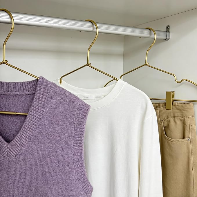 Gold Metal 12.6" Baby Clothes Clips Hanger, 30 Pack Children Kids Coat Hanger Display and Storage,Heavy Duty Standard Metal Hangers with Non-Slip Design,Space Saving Organizer - Image 5