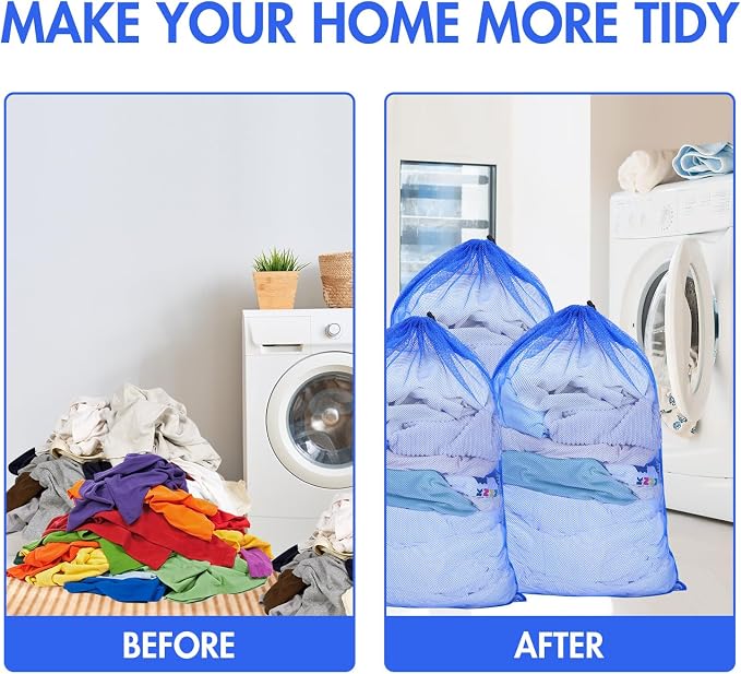 Berlune 30 Pack Large Mesh Laundry Bags | Oversized breathable mesh bags help sort and transport laundry for dorms, rentals, laundromats and facilities. - Image 5