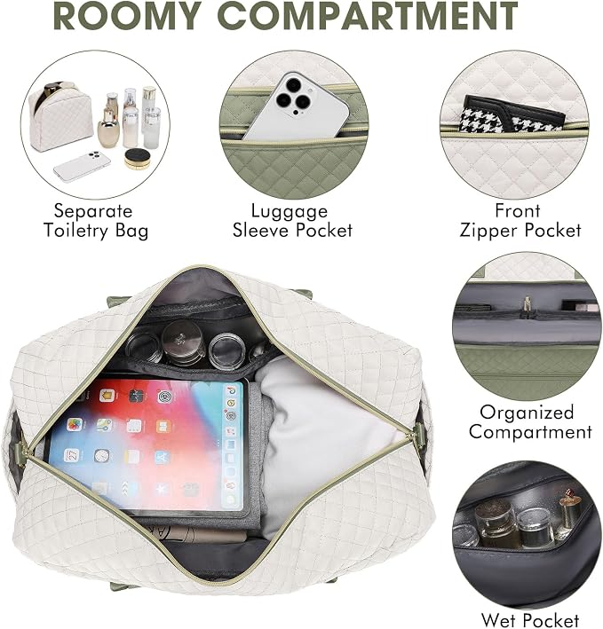 Travel Duffle Bag Weekender for Women - Carry-On Overnight Bag Personal Item Bag with Shoe Compartment & Wet Pocket Large Weekend Tote Bags with Toiletry Bag Hospital Bags for Labor and Delivery - Image 4