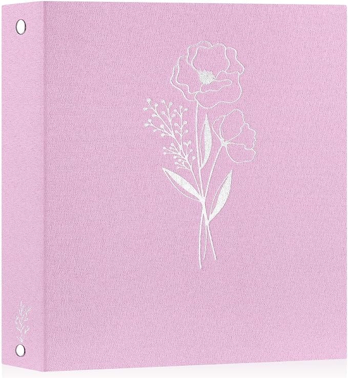 Lanpn 8.5x11 inch Scrapbook Photo Album, Linen Cover Archival Acid Free Top Load 3 Ring Binder Folder Photo Book 8.5 x 11 with 30 Plastic Sleeves 60 Pages (Pink) by Lanpn