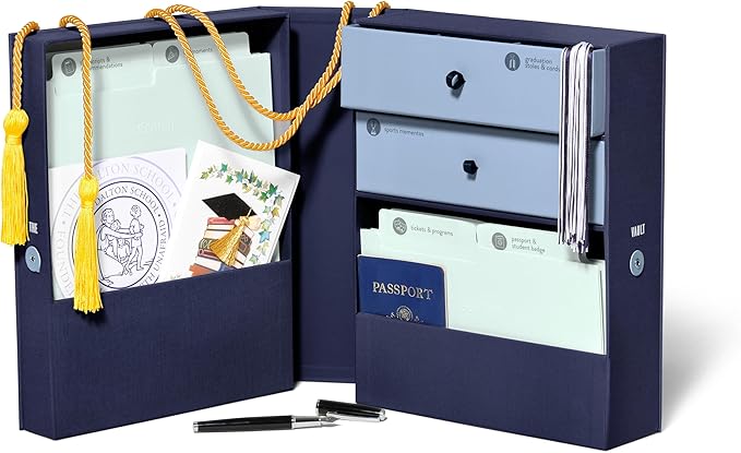 Personalizable Life Essentials & Graduate Keepsake Organizer | Keep High School and College Graduation Memorabilia Organized and Safe in One Convenient Home with this Gift for Students and Grads by Savor