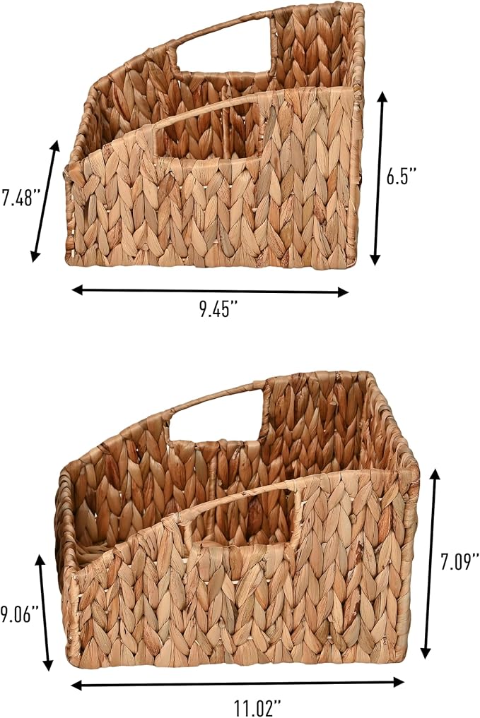 happimess Havanah 2-Piece Slanted Pantry Baskets Hyacinth 11", Natural | Southwestern Style, Hand-Woven Design, Nesting Storage, Built-In Handles, Iron Frame, Decorative Containers - Image 3