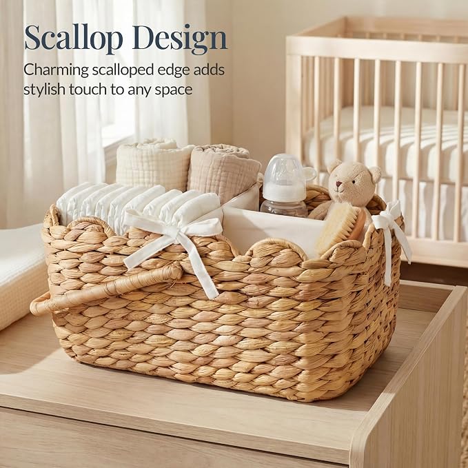 Best Choice Products Baby Diaper Caddy Organizer, Large Portable Handmade Nursery Basket w/Removable Divider & Handles, Handwoven Changing Table Storage Bin for Nursery Organization - Natural - Image 3