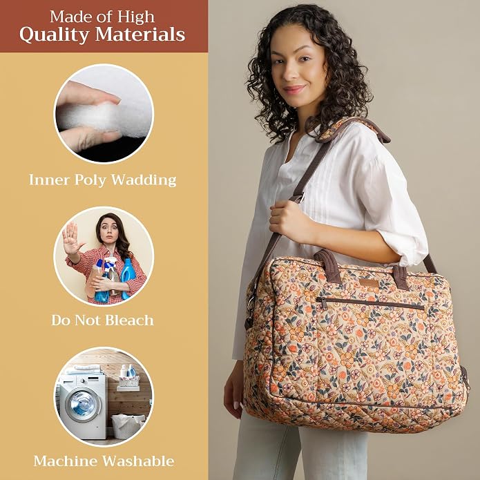 Maison d' Hermine Weekender Bags for Women Cotton Quilted Duffel Overnight Luggage Weekend Bag for Men Gym Gifts Travel | Overnight Luggage Weekend Bag for Men Gym Sports Gifts Duffle bag Business Travellers Trip Spring Summer - Image 2