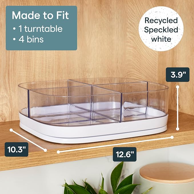 YouCopia MagicTrack Turntable with 4 Bins, Rectangle Lazy Susan Organizer - Image 5