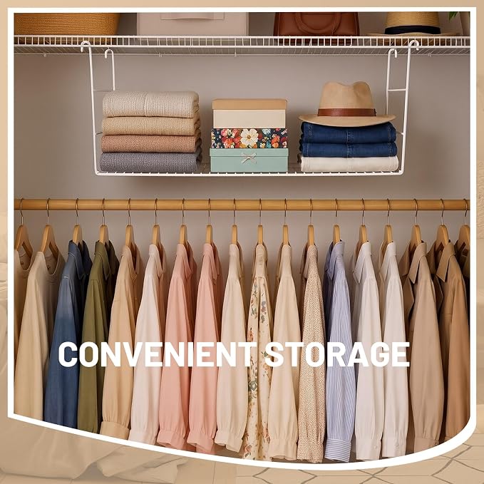 4 Pieces 24 Inch Hanging Closet Shelves White Wire Hanging Shelf Universal Long Wire Shelf Basket Closet Organizers and Storage for Clothing Sweaters Shoes Handbags Clutches Accessories - Image 5