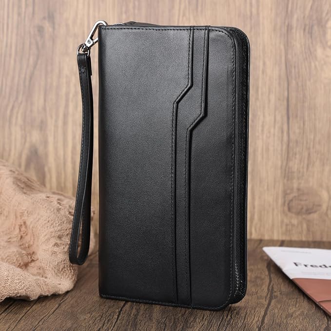 Polare Full Grain Leather Family Travel Passport Wallet and Documents Organizer RFID Blocking Case Holder Fits 6 Passports for Men and Women - Image 3