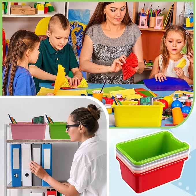 Frienda 36 Pcs Storage Bins for Classroom Plastic Cubby Bins Bulk Colorful Storage Container Multi Purpose Kids Book Toy Tray Organizer Boxes for School Library Home Office - Image 5