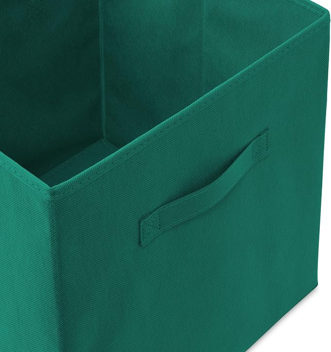 Casafield Set of 12 Collapsible Fabric Cube Storage Bins, Teal - 13" Foldable Cloth Baskets for Shelves, Cubby Organizers & More - Image 3