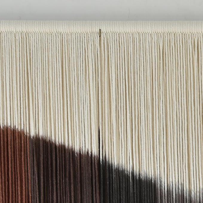 Jakalin Macrame Wall Hanging Brown Geometric Fiber Art Living Room 33" x57" | Geometric Dip-dyed Macrame Wall Art With Rich Brown-red Tones, Boho Texture, Artisan Character, and Home Style. - Image 6