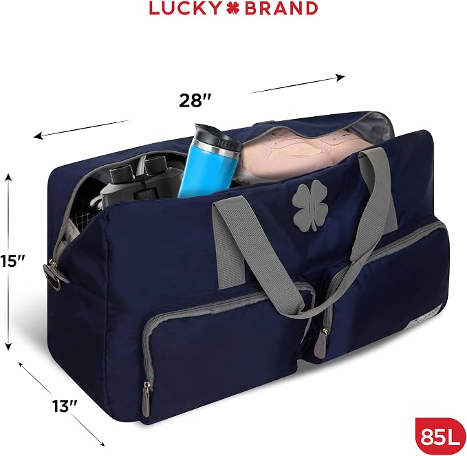 Lucky Brand Large Duffle Bag for Travel, Foldable Weekender Duffel bag | Travel Overnight Duffel bag, Adjustable Shoulder Strap, Front Zip Pockets, Spacious Capacity, Unisex Lightweight Travel Bag - Image 2