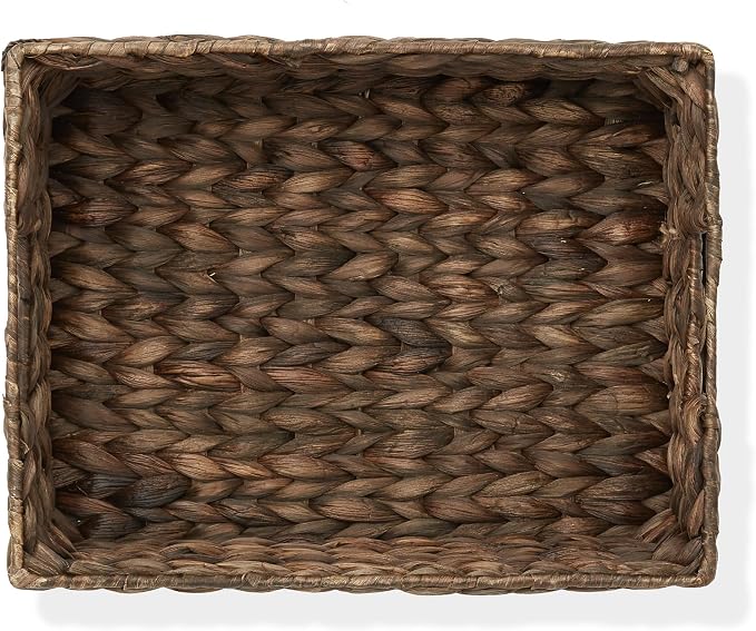 Casafield Set of 4 Water Hyacinth Pantry Baskets, 10" x 13" x 5", with Chalkboard Labels and Chalk Marker - Espresso, Woven Storage Bin Organizers for Kitchen Shelves - Image 6