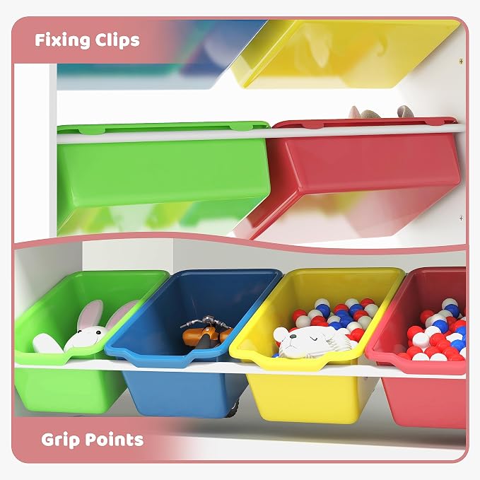 Xilingol Kids Toy Storage Organizer, 4-Tier Toy Organizers W/8 Removable Storage Bins, Kid Bookshelf and Toy Storage for Study Room, Bedroom, Kids Room, Classroom, Nursery - Image 6