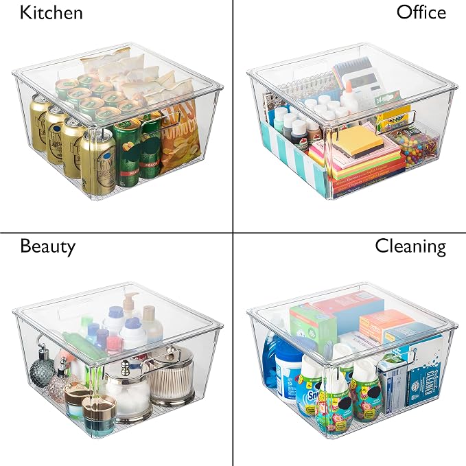 ClearSpace Plastic Storage Bins with Lids, Pantry Organizer, XL, 4 Pack | Plastic storage bins with lids for pantry organization and refrigerator storage - Image 5