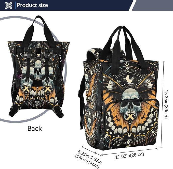 MNSRUU Mysterious Skull Horoscope Diaper Backpack Multifunction Travel Diaper Tote Large Capacity Diaper Changing Backpack for Moms & Dads - Image 3