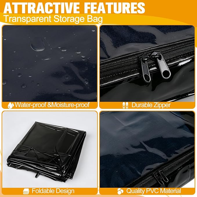 Plastic Storage Bags with Easy-Glide Zipper, Pack of 6, Durable Clear Vinyl Zippered Storage Bags for Clothes Sweaters Comforters Blankets Sheets Bedding (21.6 x 13.7 x 12.4 Inch, Transparent Black) - Image 4