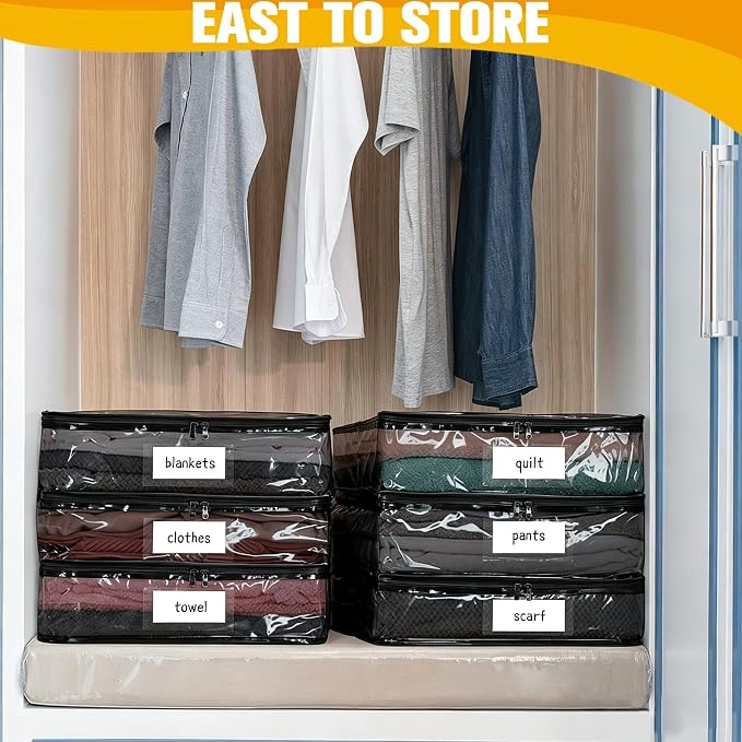 Plastic Storage Bags with Easy-Glide Zipper, Pack of 8, Durable Clear Vinyl Zippered Storage Bags for Clothes Sweaters Comforters Blankets Sheets Bedding (15.7 x 13.8 x 2.5 Inch, Transparent Black) - Image 3