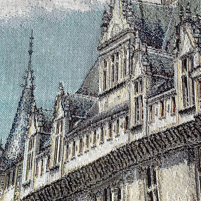 Vintage French Castle Woven Wall Tapestry, 41.5x28 Renaissance Architecture Jacquard Wall Hanging, Historic Chateau Art with TC Lining & Dual Rod Pockets, Elegant European Home Decor (Antique Ivory & Sandstone) - Image 4