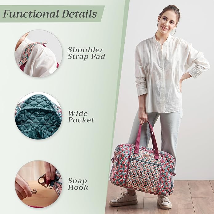 Maison d' Hermine Weekender Bags for Women Cotton Quilted Duffel Overnight Luggage Weekend Bag for Men Gym Gifts Travel | Overnight Luggage Weekend Bag for Men Gym Sports Gifts Duffle bag Business Travellers Trip Spring Summer - Image 5