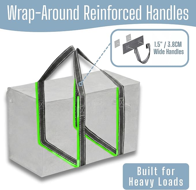 VENO 6 Pack Heavy Duty Moving Bags, Extra Large Storage Bags with Reinforced Handles & Strong Zippers, Foldable & Reusable Moving Box Alternative for Clothes & Dorm Storage - Image 2