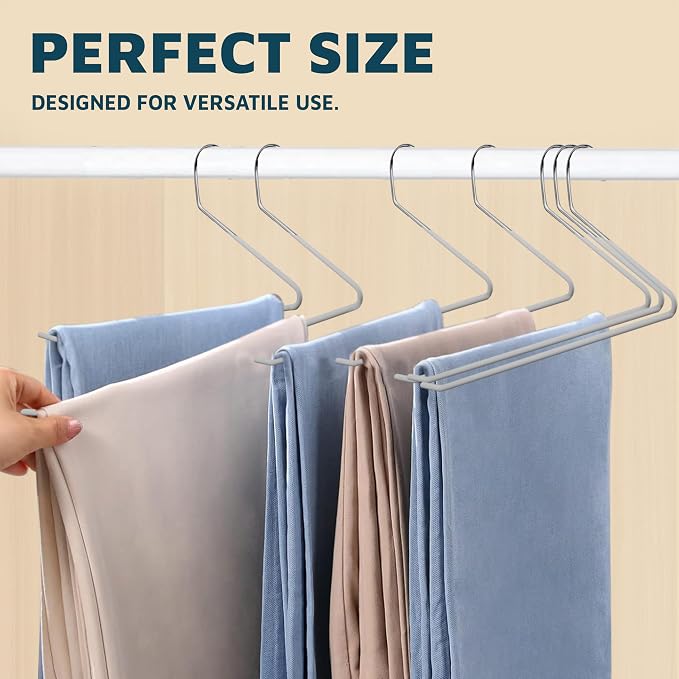 Lifemaster Metal Pants Hanger Set - 30 Pieces Elegant Non-Slip Closet Space Saving Hanger Set for Pants, Trouser, Blankets, and Jeans with Open Ended Sleek Design - White - Image 3