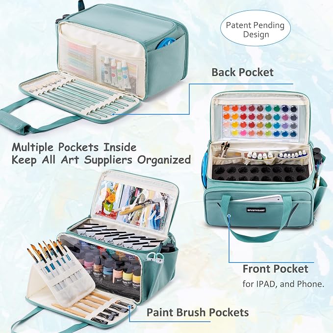 SFYBYHEART Acrylic Paint Storage, Craft Organizer, Art Supply Organizer, Art Tote Bags, Paints Brush Holder for Apple Barrel Acrylic Painting, Palette Board - Image 5