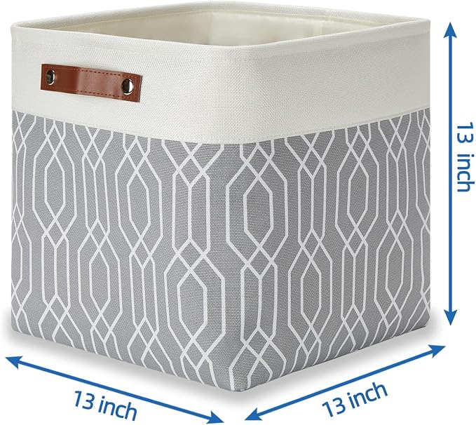 Temary Collapsible Baskets 13 Inch Storage Cubes for Organizing, Storage Baskets for Shelves, 4 Pack Fabric Storage Cubes Bins for Towels, Blankets (Grey Polygon) - Image 2