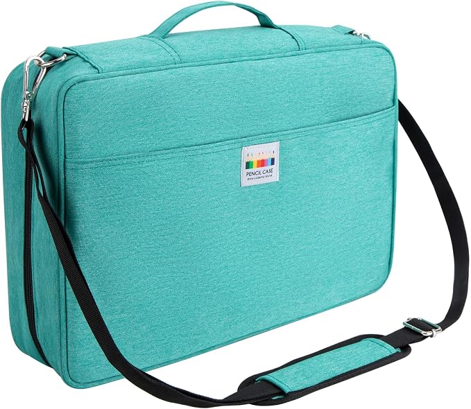 YOUSHARES Big Capacity Colored Pencil Case - 480 Slots large Pen Case Organizer with Multilayer Holder for Prismacolor Colored Pencils & Gel Pen (Green) by YOUSHARES