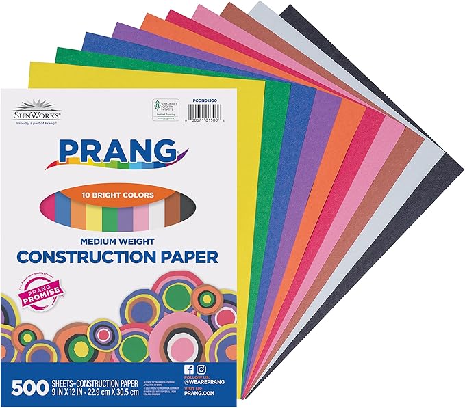 Prang (Formerly SunWorks) Construction Paper, 10 Assorted Colors, 9" x 12", 500 Sheets by CreativityStreet%C2%AE