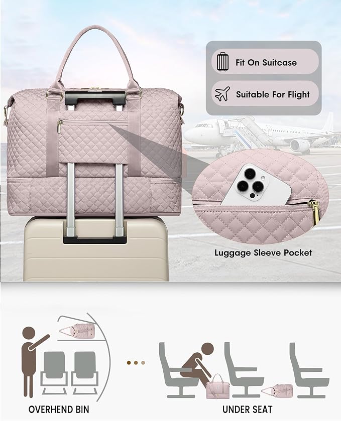 Women Weekender Travel Duffle Bag: Travel Duffel Overnight Bags with Shoe Compartment Large Carry on Tote Bag Toiletry Bag Weekend Yoga Gym Hospital Bags for Labor and Delivery with Wet Pocket - Image 6