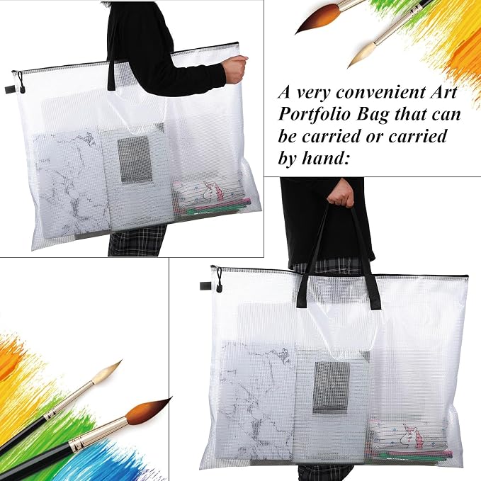 Frienda 10 Pieces Art Portfolios Bags Waterproof Portfolios Posters Storage Supply Bags with Zipper and Handle for Art Artworks, Bulletin Boards, Charts and Teaching for Back to School (24x36 Inches) - Image 5